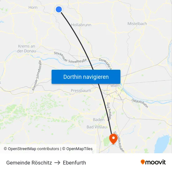 Gemeinde Röschitz to Ebenfurth map