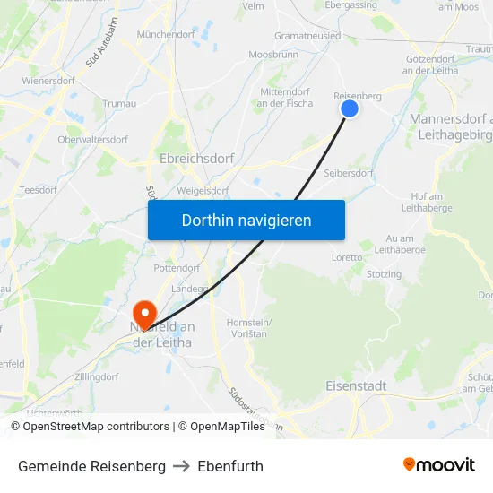 Gemeinde Reisenberg to Ebenfurth map