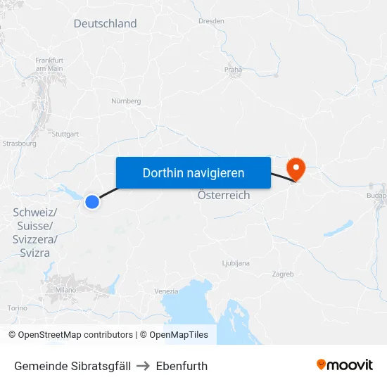 Gemeinde Sibratsgfäll to Ebenfurth map