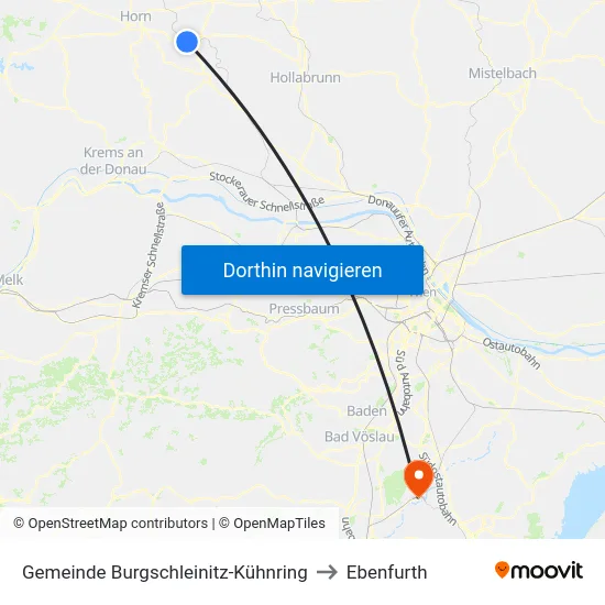 Gemeinde Burgschleinitz-Kühnring to Ebenfurth map