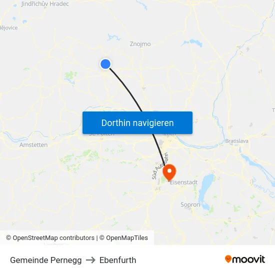Gemeinde Pernegg to Ebenfurth map