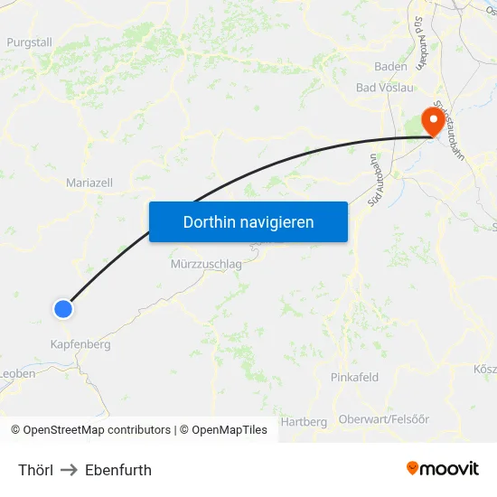 Thörl to Ebenfurth map