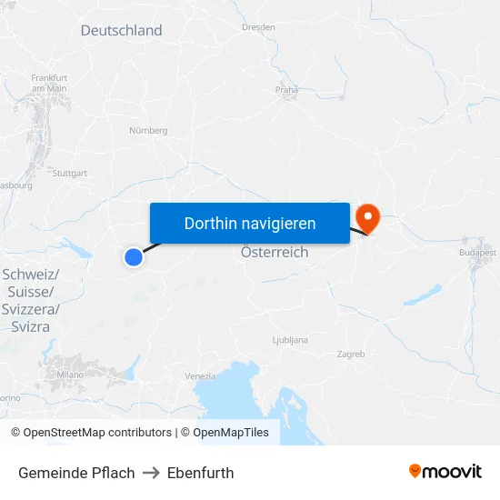 Gemeinde Pflach to Ebenfurth map