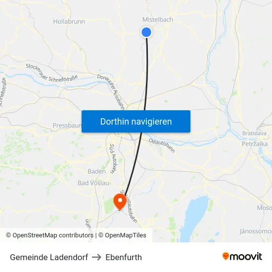 Gemeinde Ladendorf to Ebenfurth map