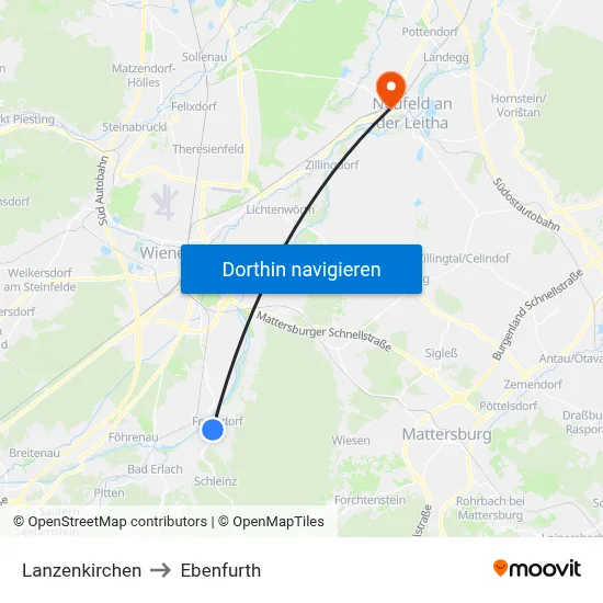 Lanzenkirchen to Ebenfurth map