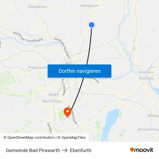 Gemeinde Bad Pirawarth to Ebenfurth map