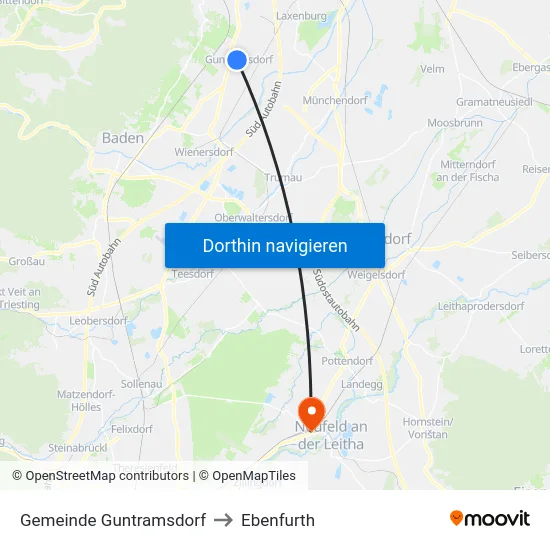 Gemeinde Guntramsdorf to Ebenfurth map