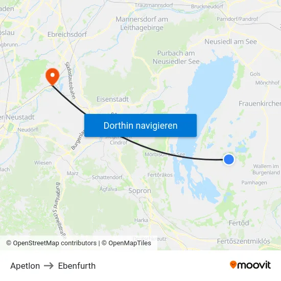 Apetlon to Ebenfurth map