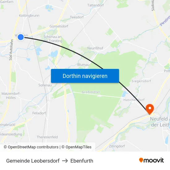 Gemeinde Leobersdorf to Ebenfurth map