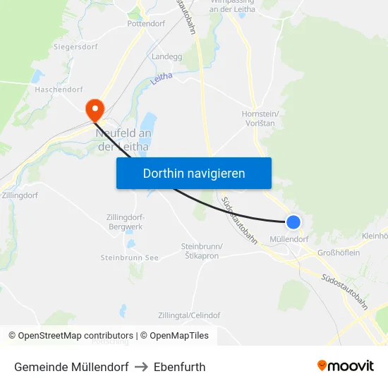 Gemeinde Müllendorf to Ebenfurth map