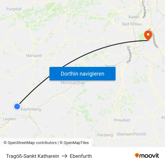 Tragöß-Sankt Katharein to Ebenfurth map
