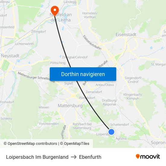 Loipersbach Im Burgenland to Ebenfurth map