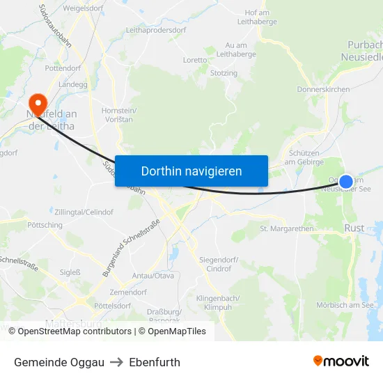 Gemeinde Oggau to Ebenfurth map
