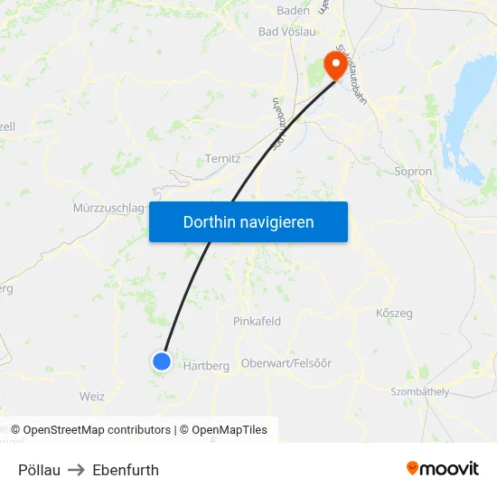 Pöllau to Ebenfurth map