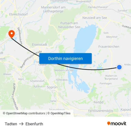 Tadten to Ebenfurth map