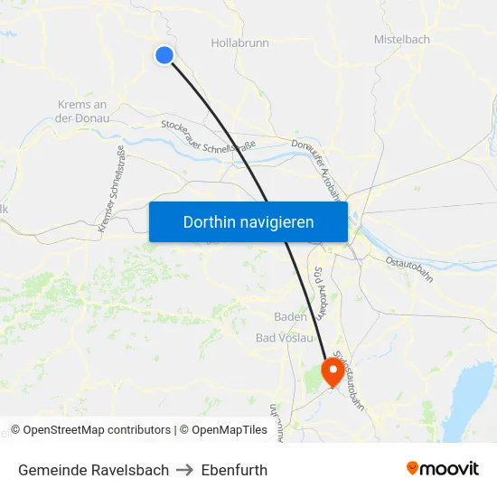 Gemeinde Ravelsbach to Ebenfurth map