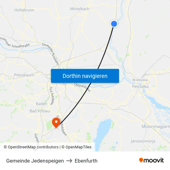 Gemeinde Jedenspeigen to Ebenfurth map