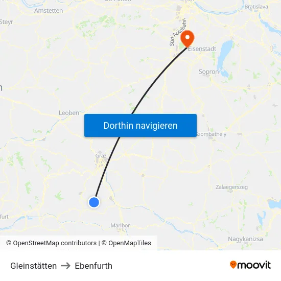 Gleinstätten to Ebenfurth map