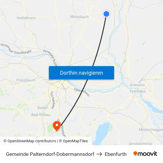 Gemeinde Palterndorf-Dobermannsdorf to Ebenfurth map