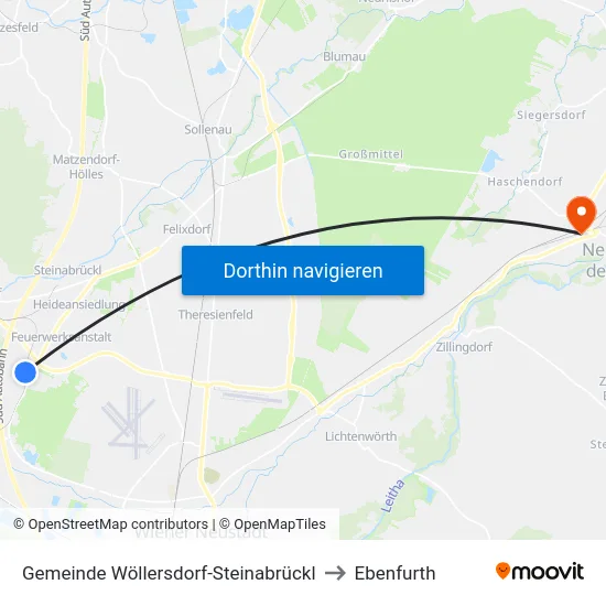 Gemeinde Wöllersdorf-Steinabrückl to Ebenfurth map