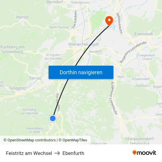 Feistritz am Wechsel to Ebenfurth map