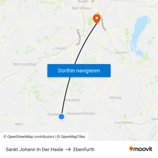 Sankt Johann In Der Haide to Ebenfurth map