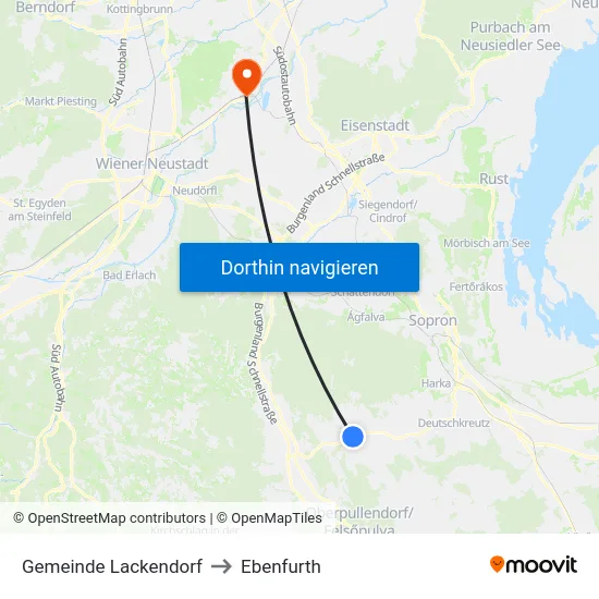 Gemeinde Lackendorf to Ebenfurth map