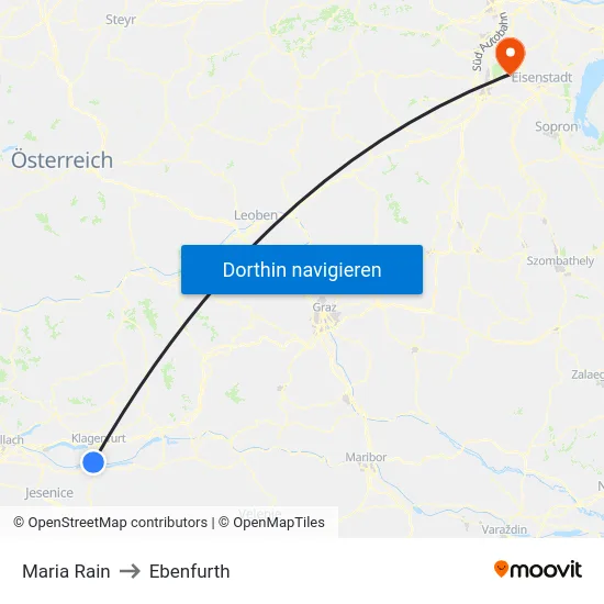 Maria Rain to Ebenfurth map