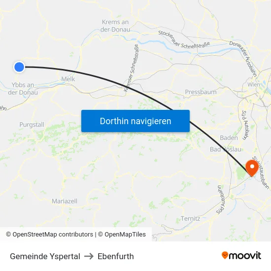 Gemeinde Yspertal to Ebenfurth map