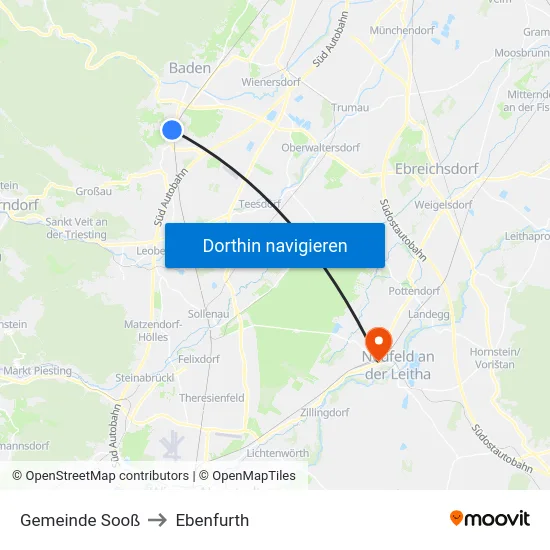 Gemeinde Sooß to Ebenfurth map