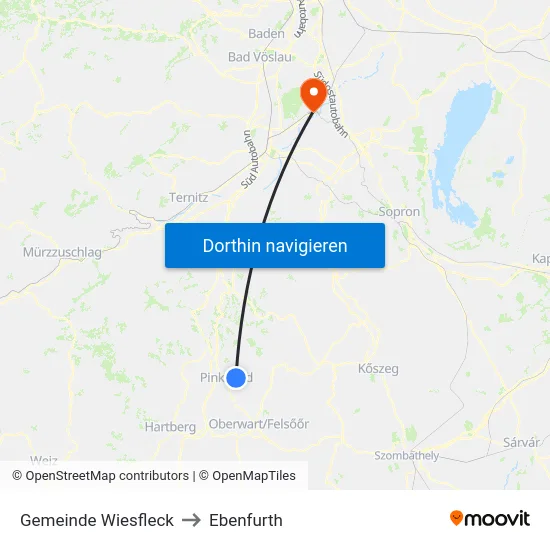 Gemeinde Wiesfleck to Ebenfurth map