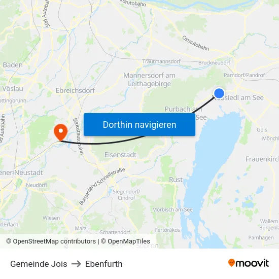 Gemeinde Jois to Ebenfurth map