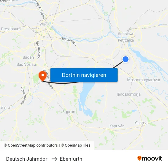 Deutsch Jahrndorf to Ebenfurth map