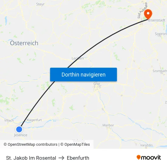 St. Jakob Im Rosental to Ebenfurth map