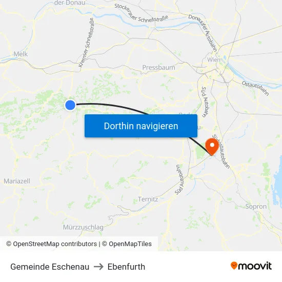 Gemeinde Eschenau to Ebenfurth map
