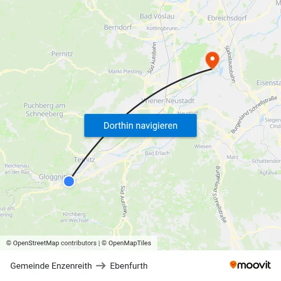 Gemeinde Enzenreith to Ebenfurth map
