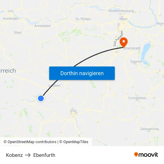 Kobenz to Ebenfurth map