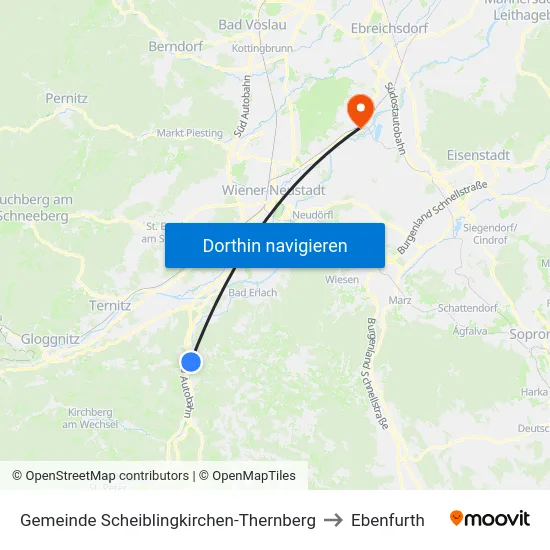 Gemeinde Scheiblingkirchen-Thernberg to Ebenfurth map