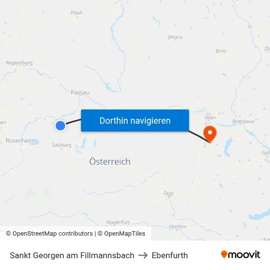 Sankt Georgen am Fillmannsbach to Ebenfurth map