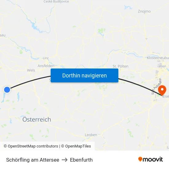 Schörfling am Attersee to Ebenfurth map