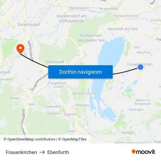 Frauenkirchen to Ebenfurth map