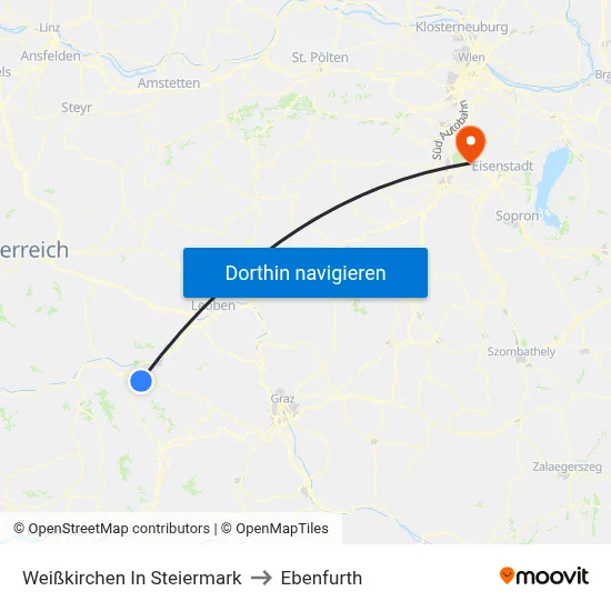 Weißkirchen In Steiermark to Ebenfurth map