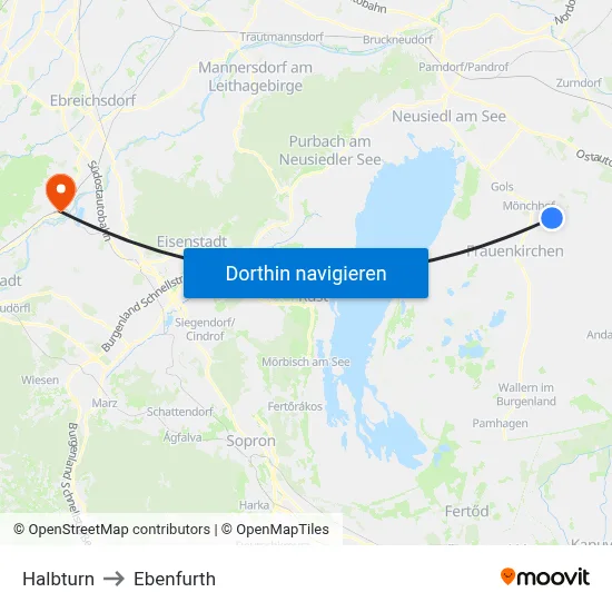 Halbturn to Ebenfurth map