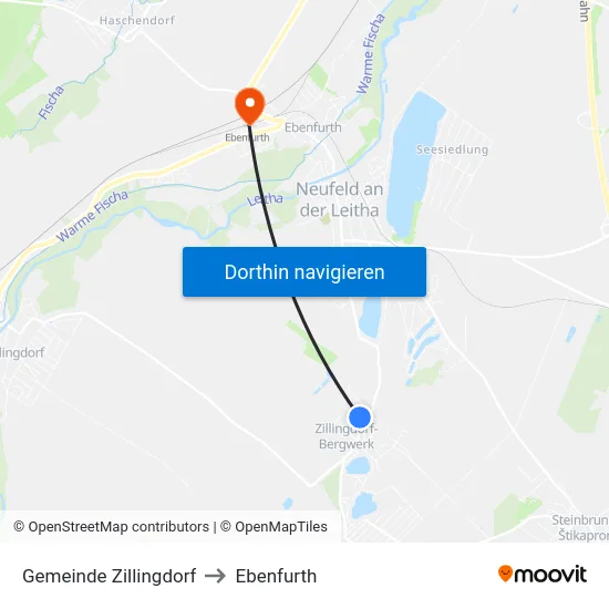 Gemeinde Zillingdorf to Ebenfurth map