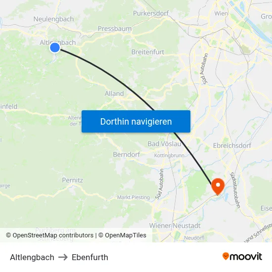 Altlengbach to Ebenfurth map