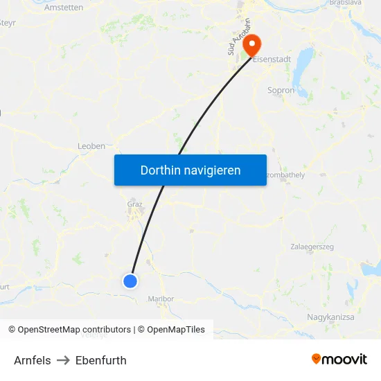 Arnfels to Ebenfurth map