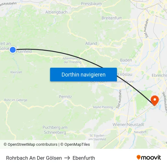 Rohrbach An Der Gölsen to Ebenfurth map