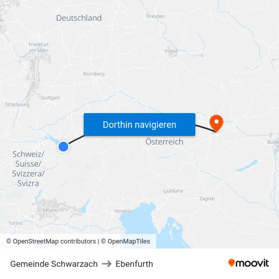 Gemeinde Schwarzach to Ebenfurth map