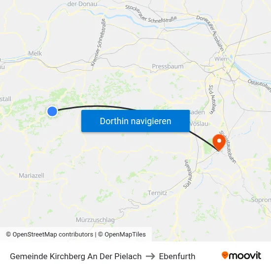 Gemeinde Kirchberg An Der Pielach to Ebenfurth map