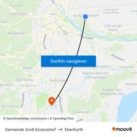 Gemeinde Groß-Enzersdorf to Ebenfurth map